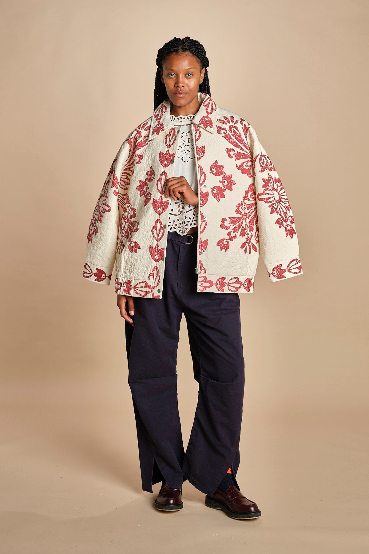 camicia girocollo con fiori intarsiati. LULA 016 WHITE sea ny 