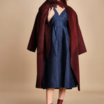 abito midi in tessuto goffrato FAYETTA  035 NAVY sea ny 