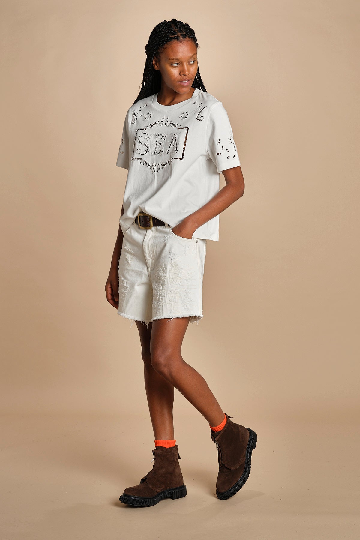 t-shirt con ricamo MARIE 072 WHITE sea ny 