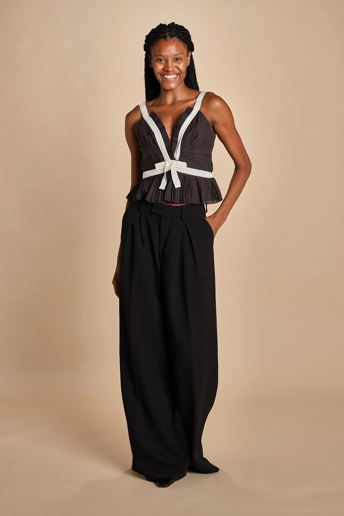 top con fiocco in contrasto THALIA 094 BLACK sea ny 