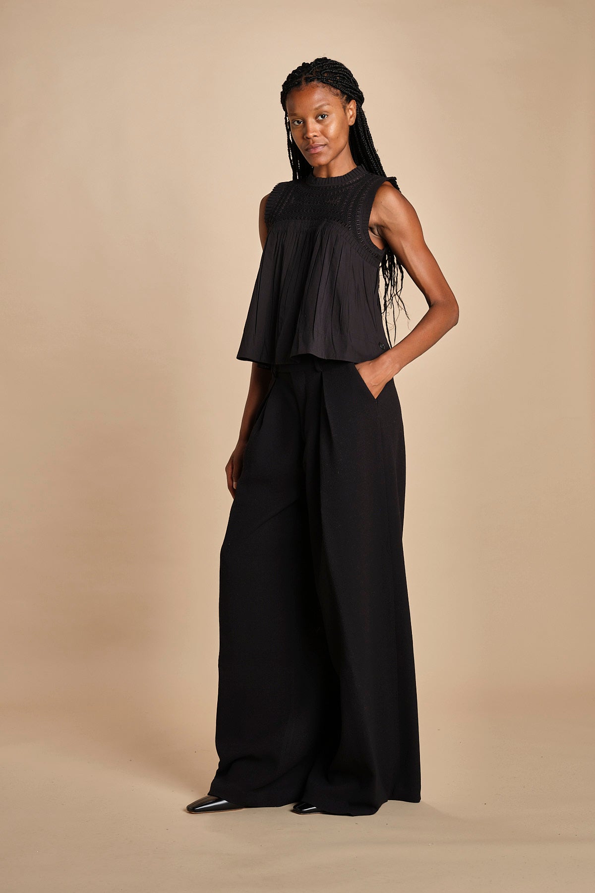 top plisse senza maniche LARISSA 107 BLACK BLACK sea ny 