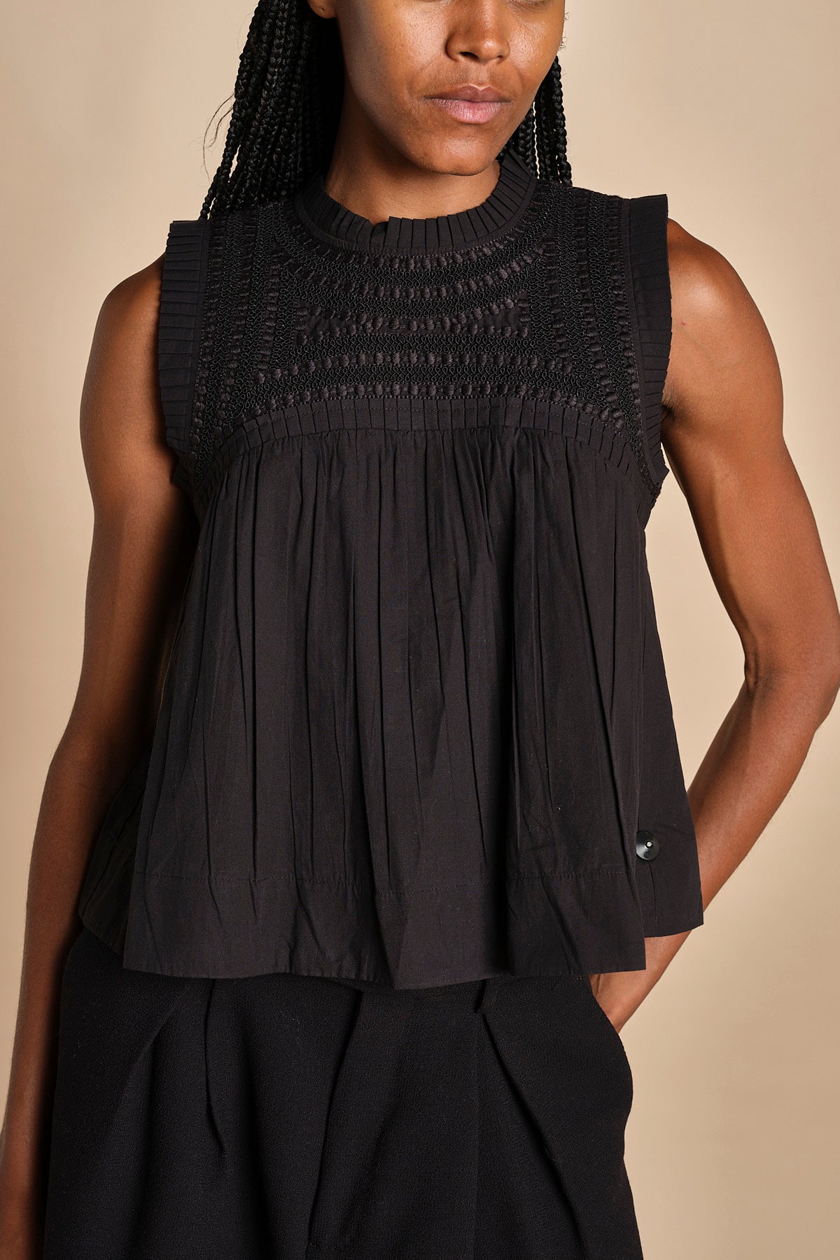 top plisse senza maniche LARISSA 107 BLACK BLACK sea ny 