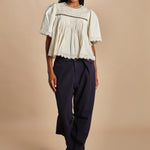 top manica corta con ricami LARISSA 108 CREAM sea ny 