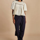 top manica corta con ricami LARISSA 108 CREAM sea ny 