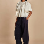 top manica corta con ricami LARISSA 108 CREAM sea ny 