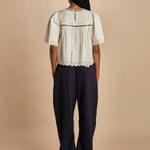 top manica corta con ricami LARISSA 108 CREAM sea ny 