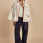 top manica corta con ricami LARISSA 108 CREAM sea ny 