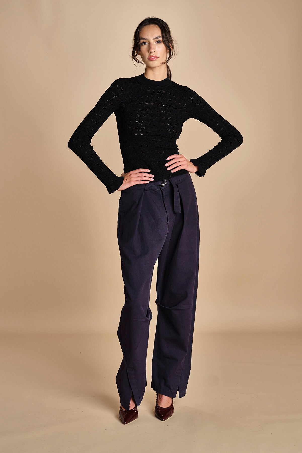 maglia girocollo jaquard RUBY 118 BLACK sea ny 