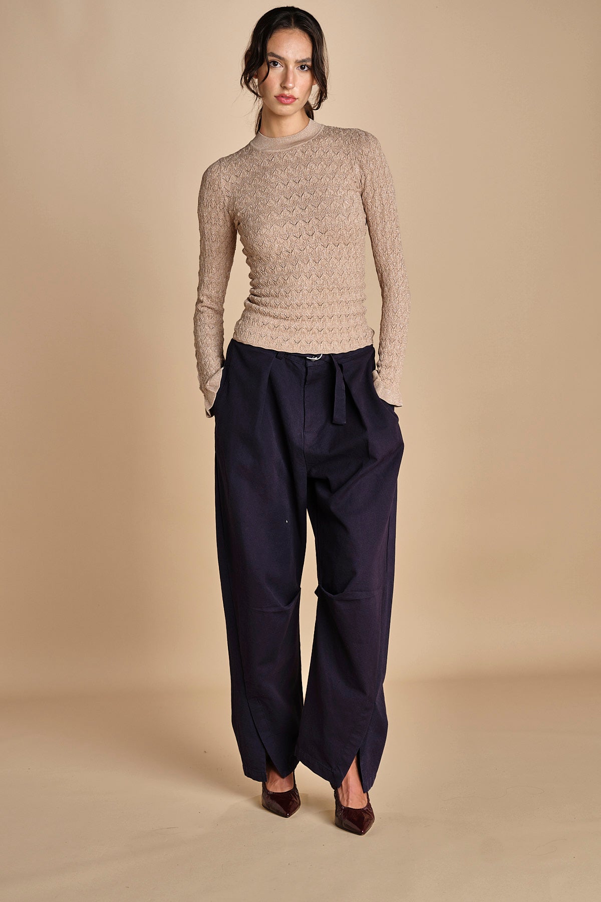 maglia girocollo jaquard RUBY 118 CHAMPAGNE sea ny 