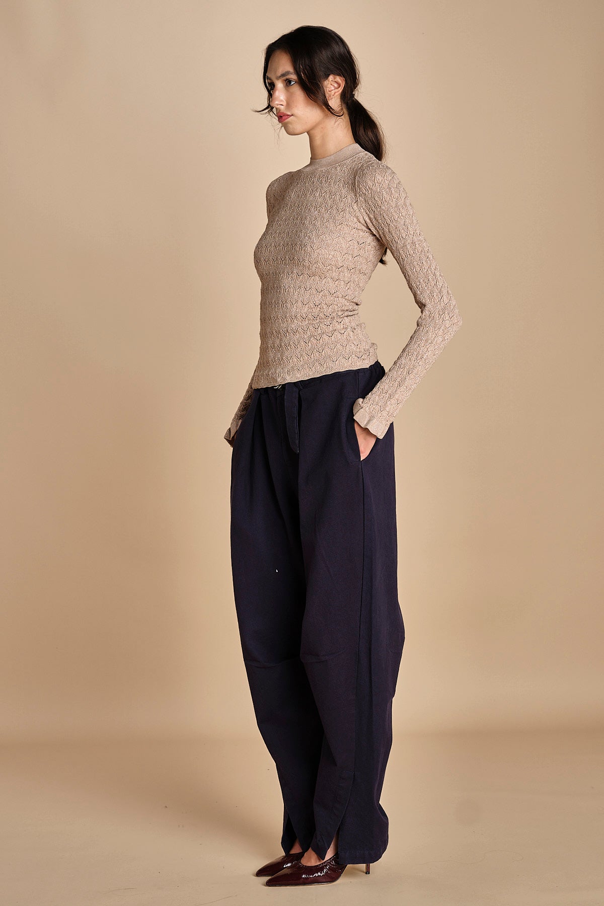 maglia girocollo jaquard RUBY 118 CHAMPAGNE sea ny 