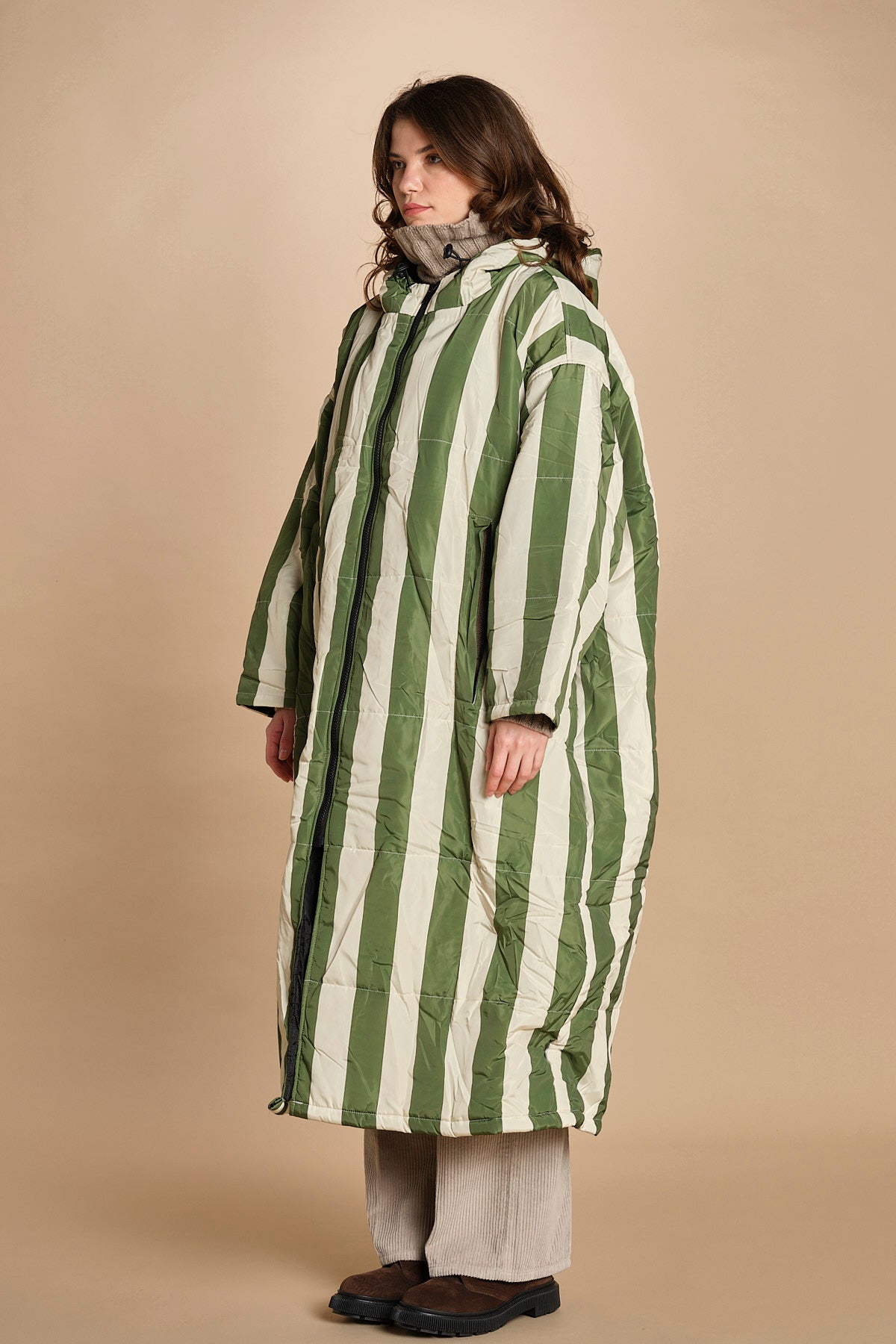 piumino lungo. 90110 SANTORINI RIGHE sittingsuit 