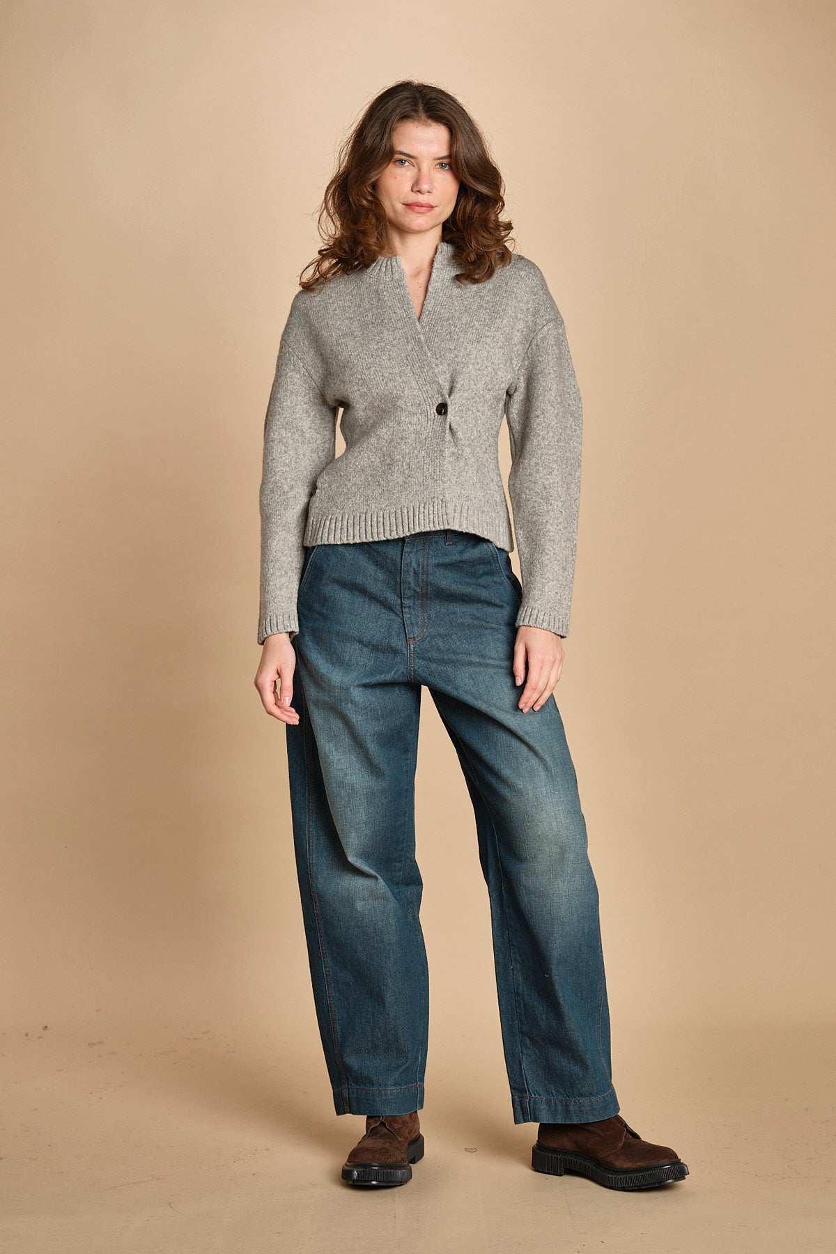 cardigan 1 bottone. CAR0335 GRI3325W soeur 