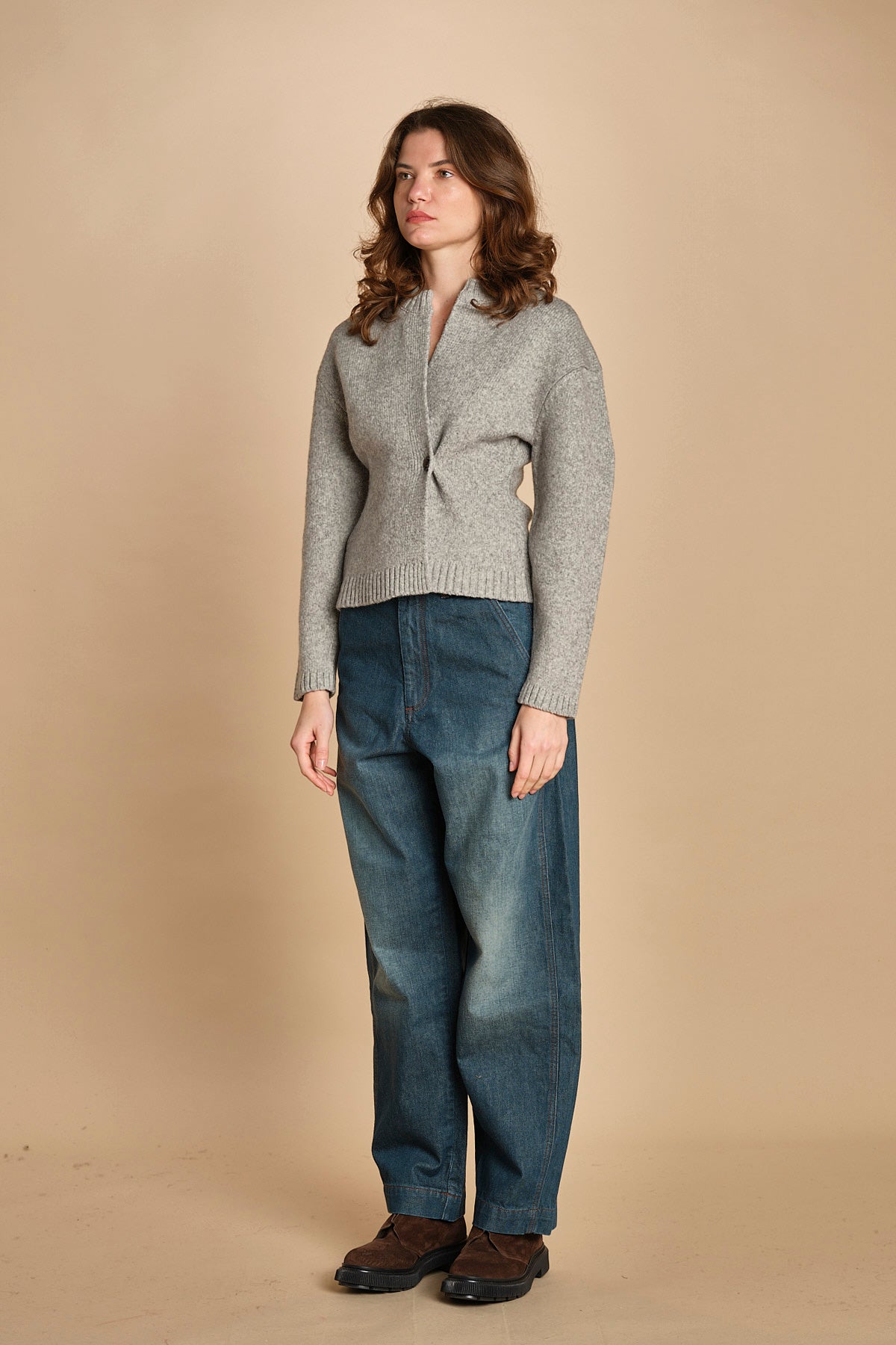 cardigan 1 bottone. CAR0335 GRI3325W soeur 