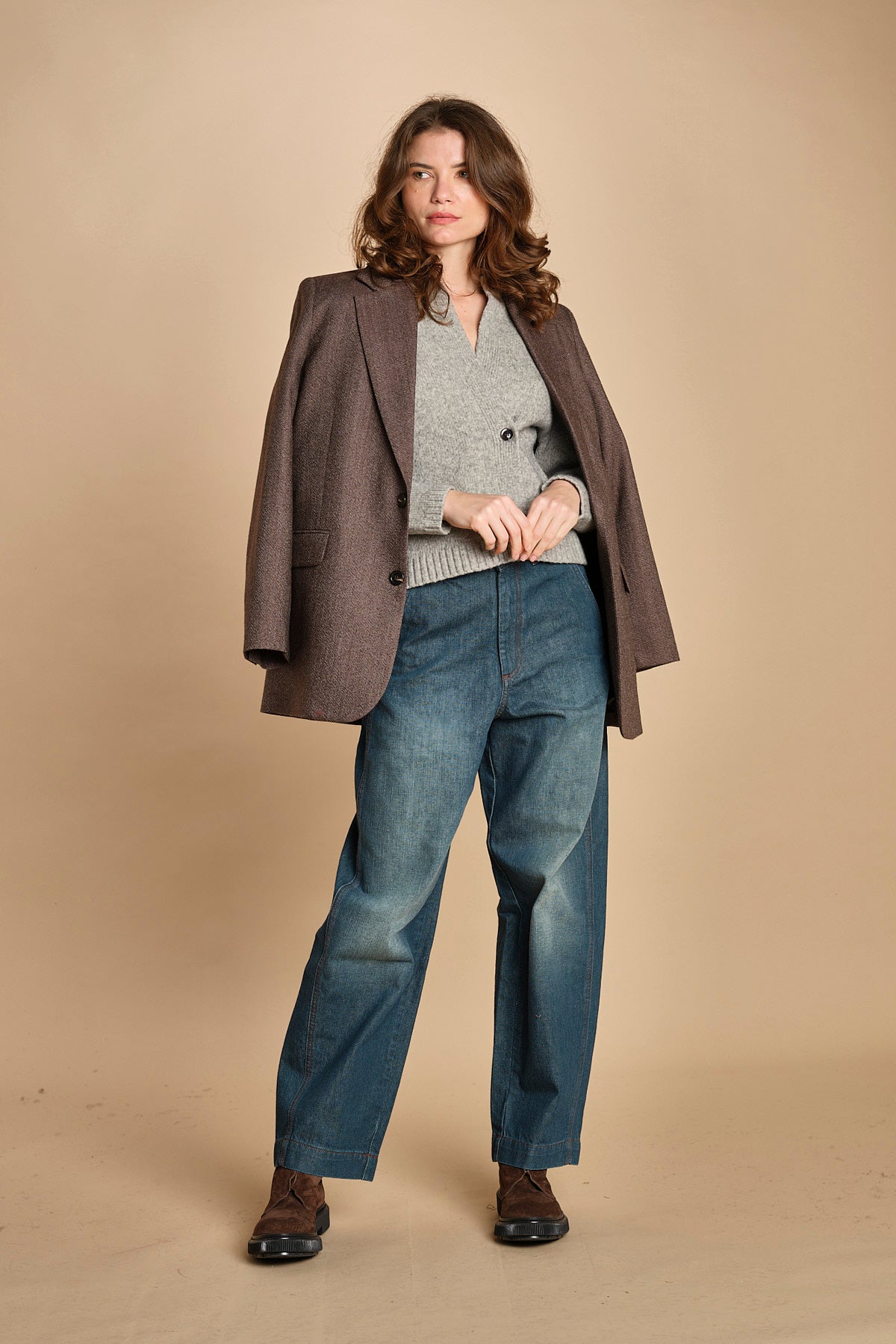 cardigan 1 bottone. CAR0335 GRI3325W soeur 