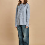 camicia a righe con colo guru. CHE0185 BLE5825W soeur 