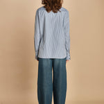 camicia a righe con colo guru. CHE0185 BLE5825W soeur 