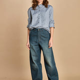 camicia a righe con colo guru. CHE0185 BLE5825W soeur 