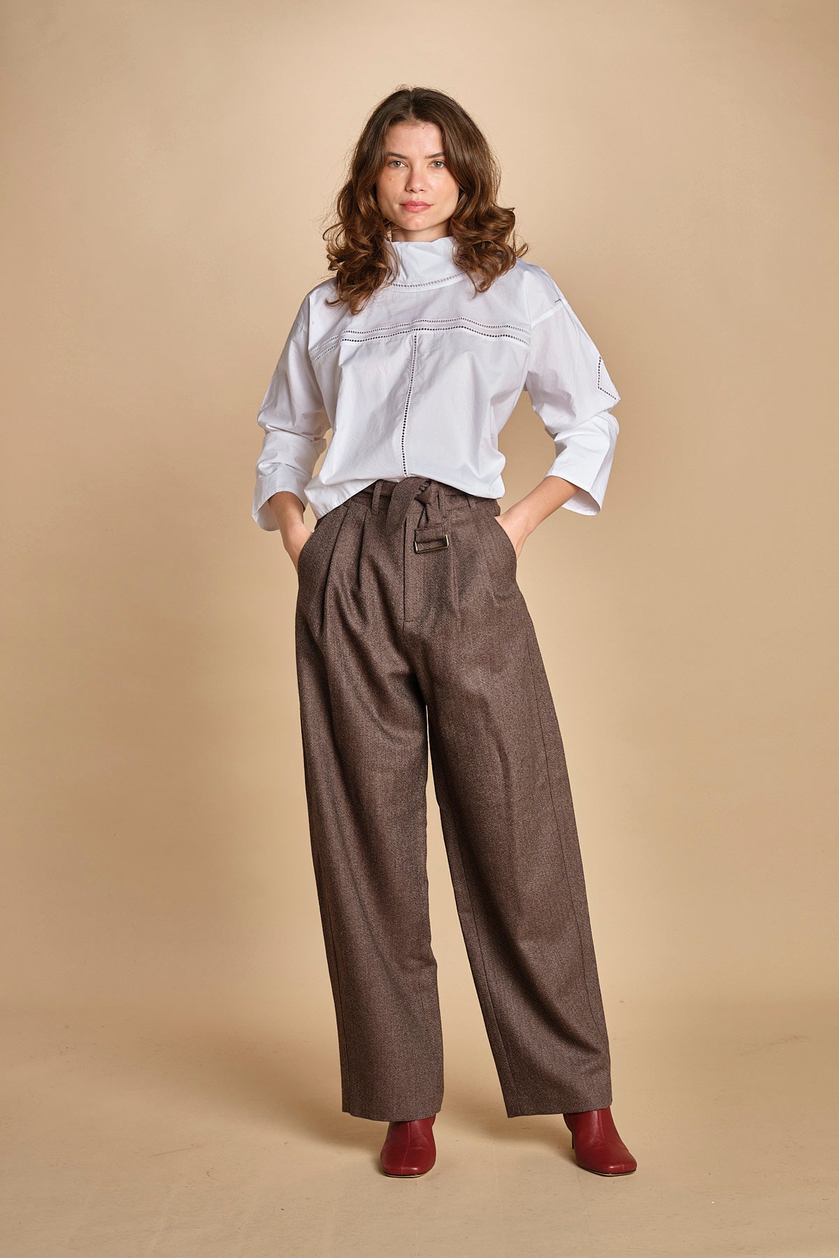 camicia collo alto e ajour. CHE0232 BLA0125W soeur 
