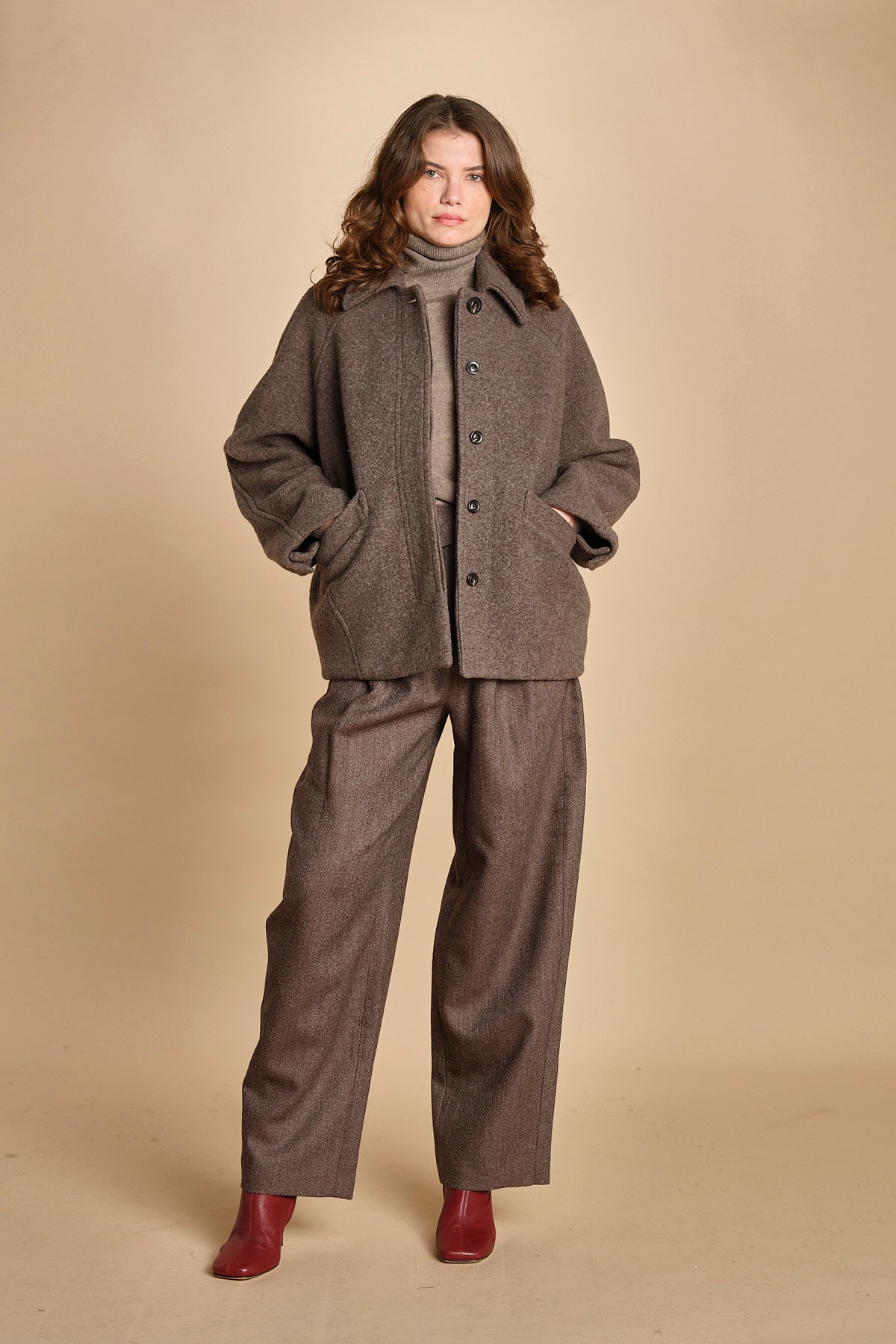 giaccone in lana cotta. MAN1509 GRI2224W soeur 