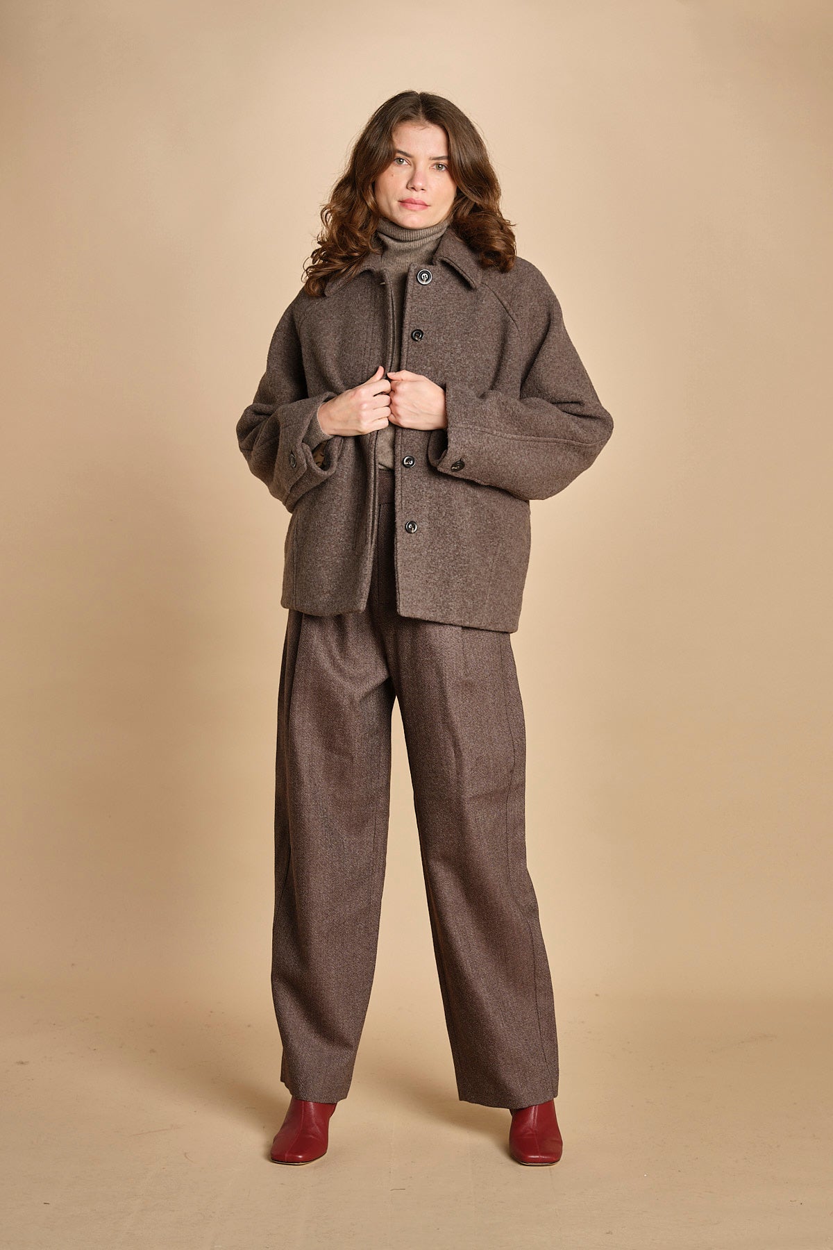 giaccone in lana cotta. MAN1509 GRI2224W soeur 