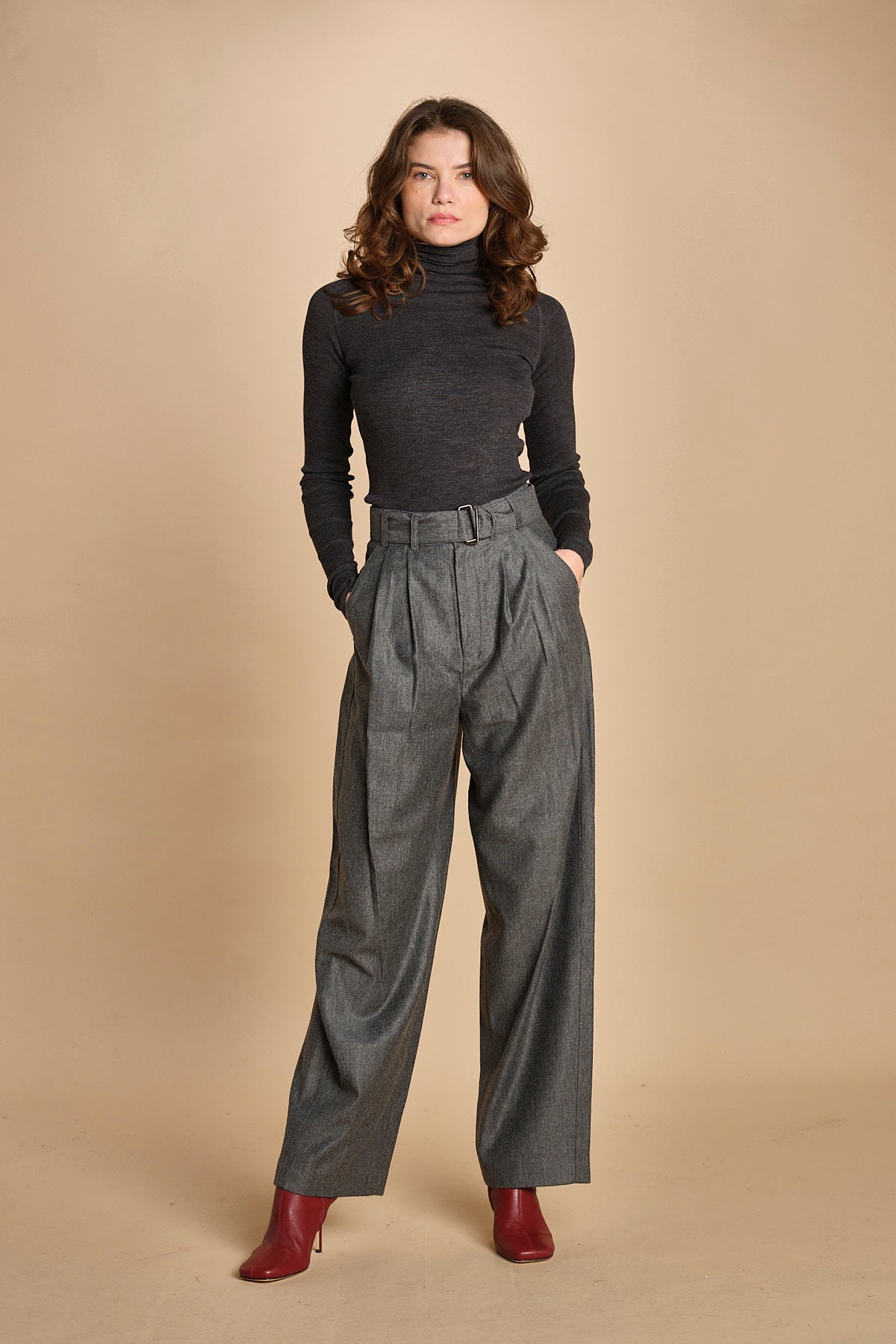 pantalone con due pinces occhio di perenice. PAN0173 GRI0125W soeur 
