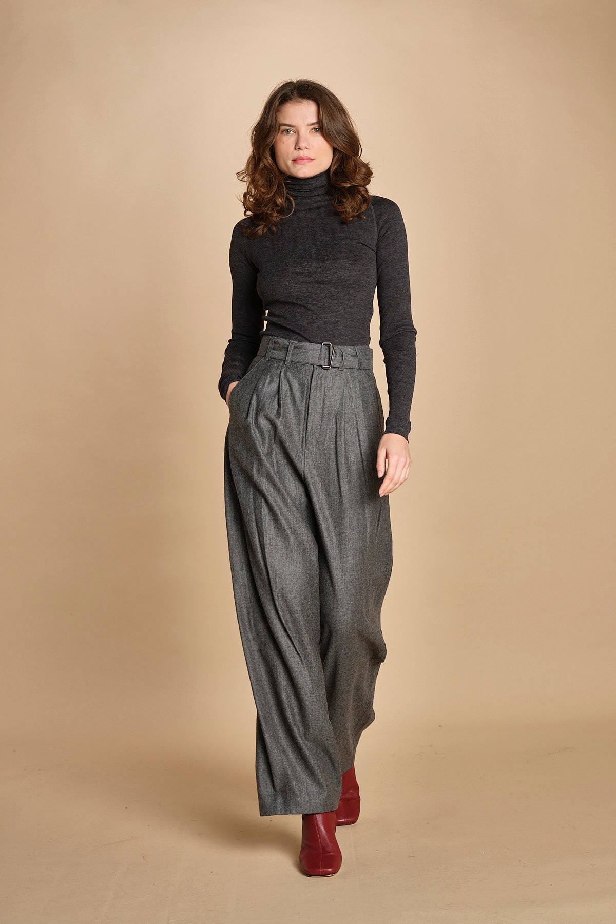 pantalone con due pinces occhio di perenice. PAN0173 GRI0125W soeur 