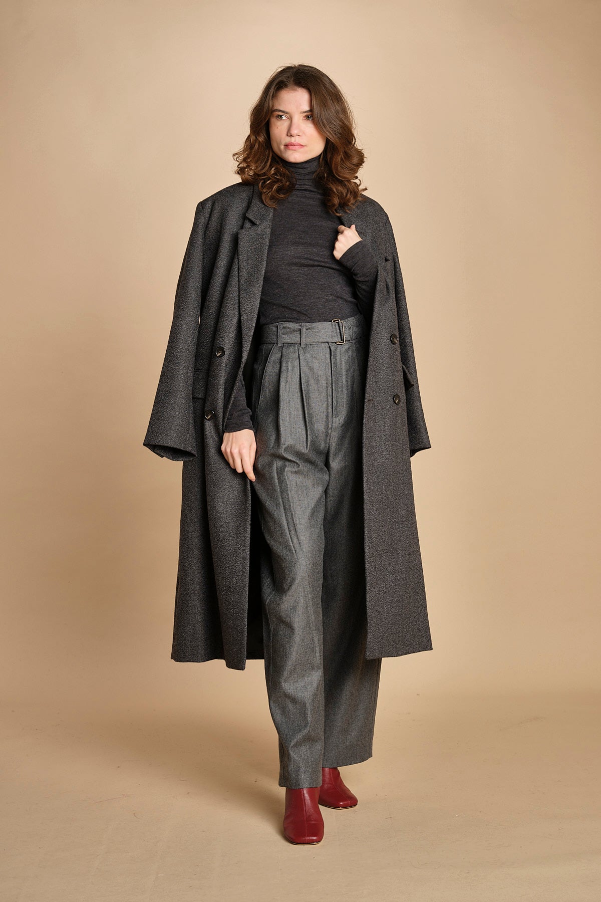 pantalone con due pinces occhio di perenice. PAN0173 GRI0125W soeur 
