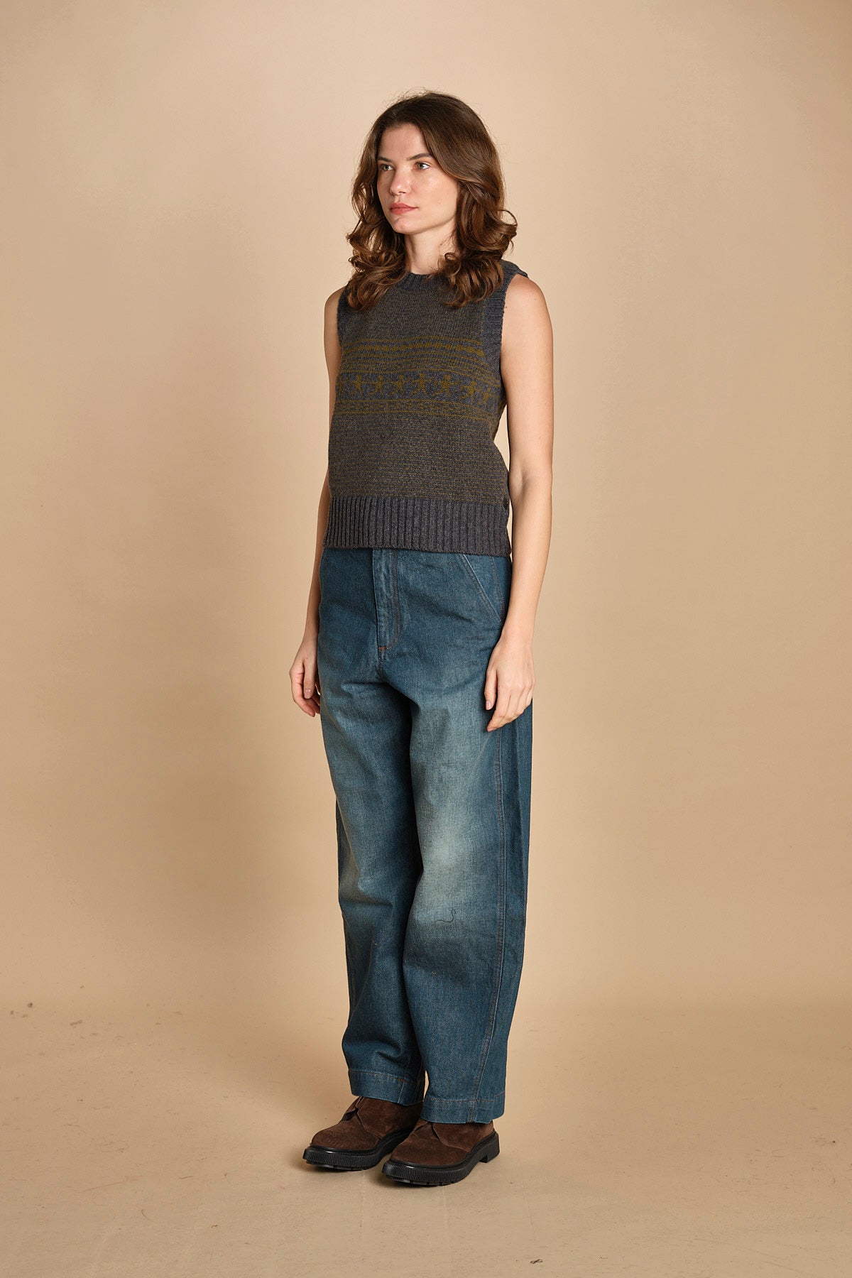 gilet jaquard. PUL0296 GRI5925W soeur 