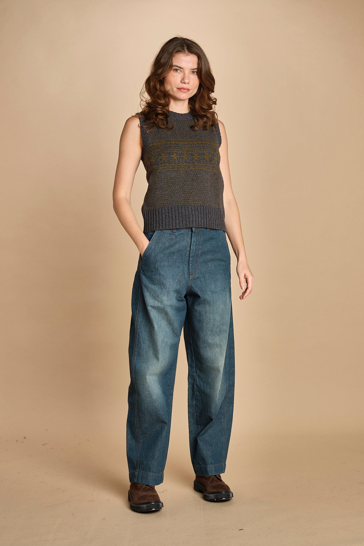 gilet jaquard. PUL0296 GRI5925W soeur 