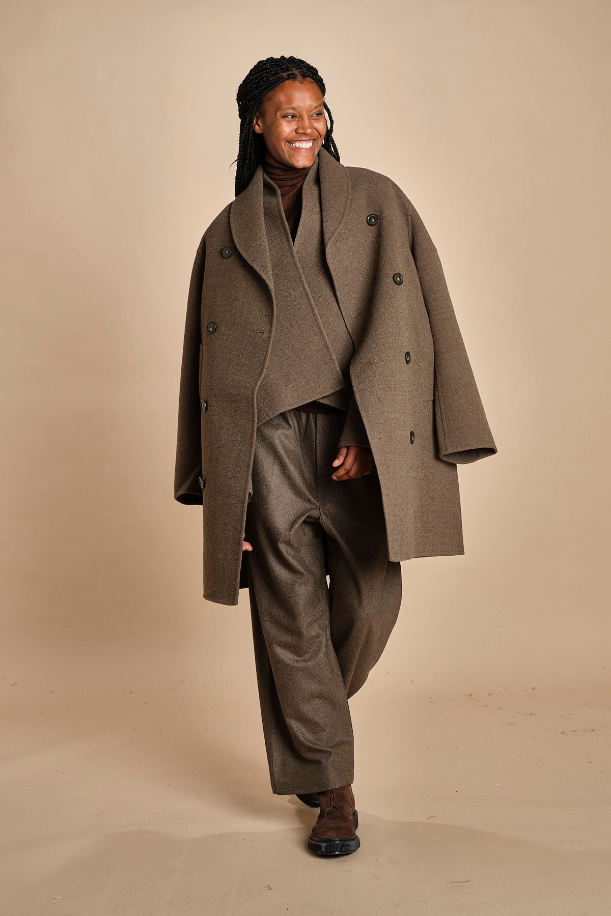 cappotto doppiopetto panno CROSS MINK sofie d'hoore 