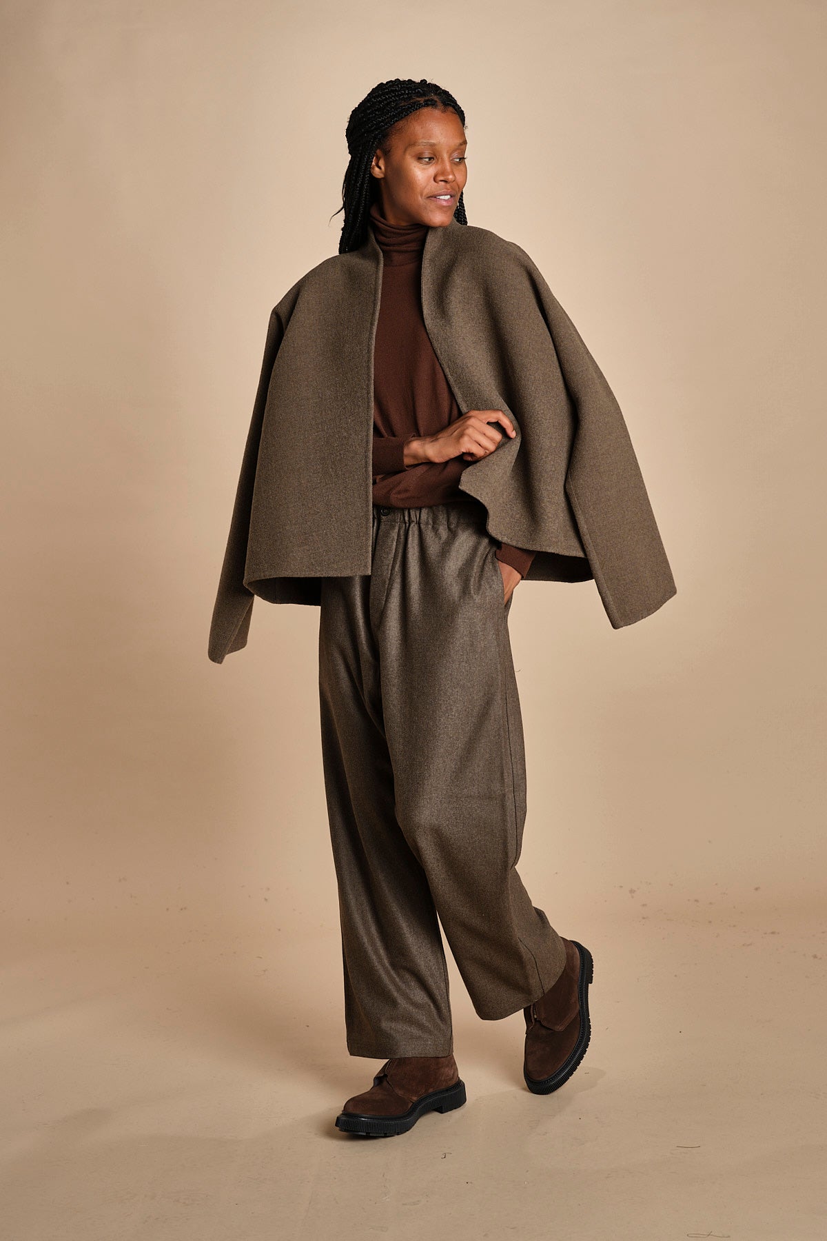 pantalone in flanella con elastico PINOT MINK MELANGE sofie d'hoore 