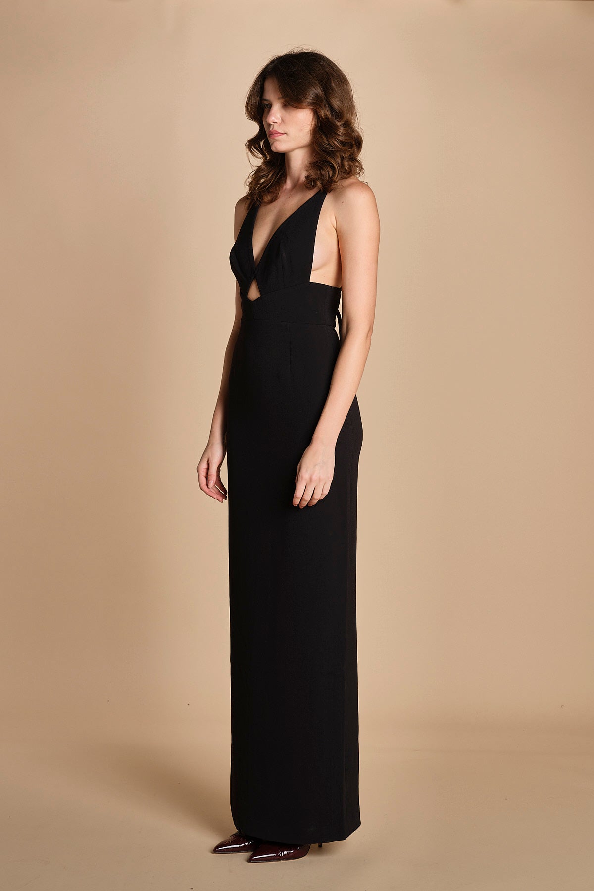 maxidress con spalline sottili incrociate MILLY BLACK solace 