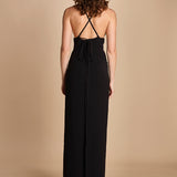 maxidress con spalline sottili incrociate MILLY BLACK solace 