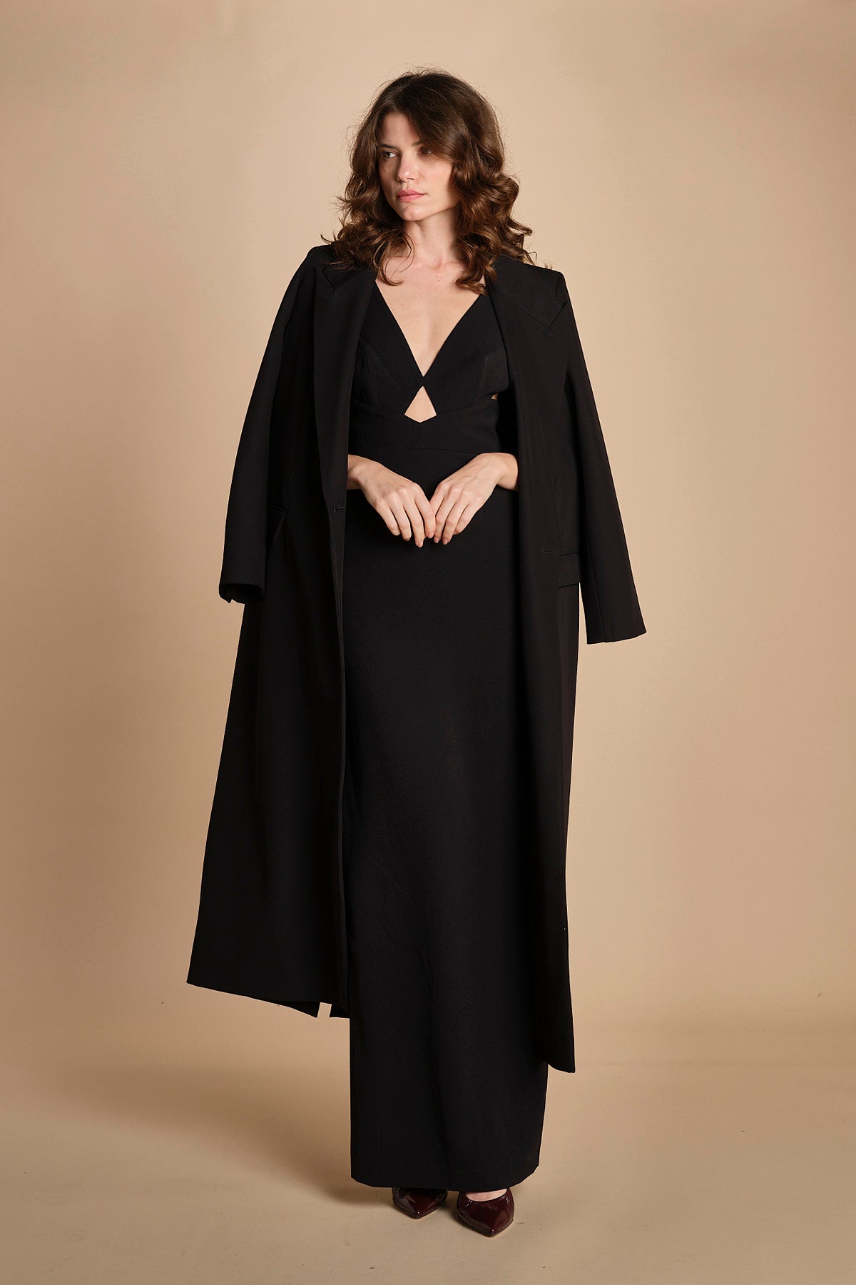 maxidress con spalline sottili incrociate MILLY BLACK solace 
