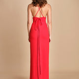 maxidress con spalline sottili incrociate MILLY RED solace 