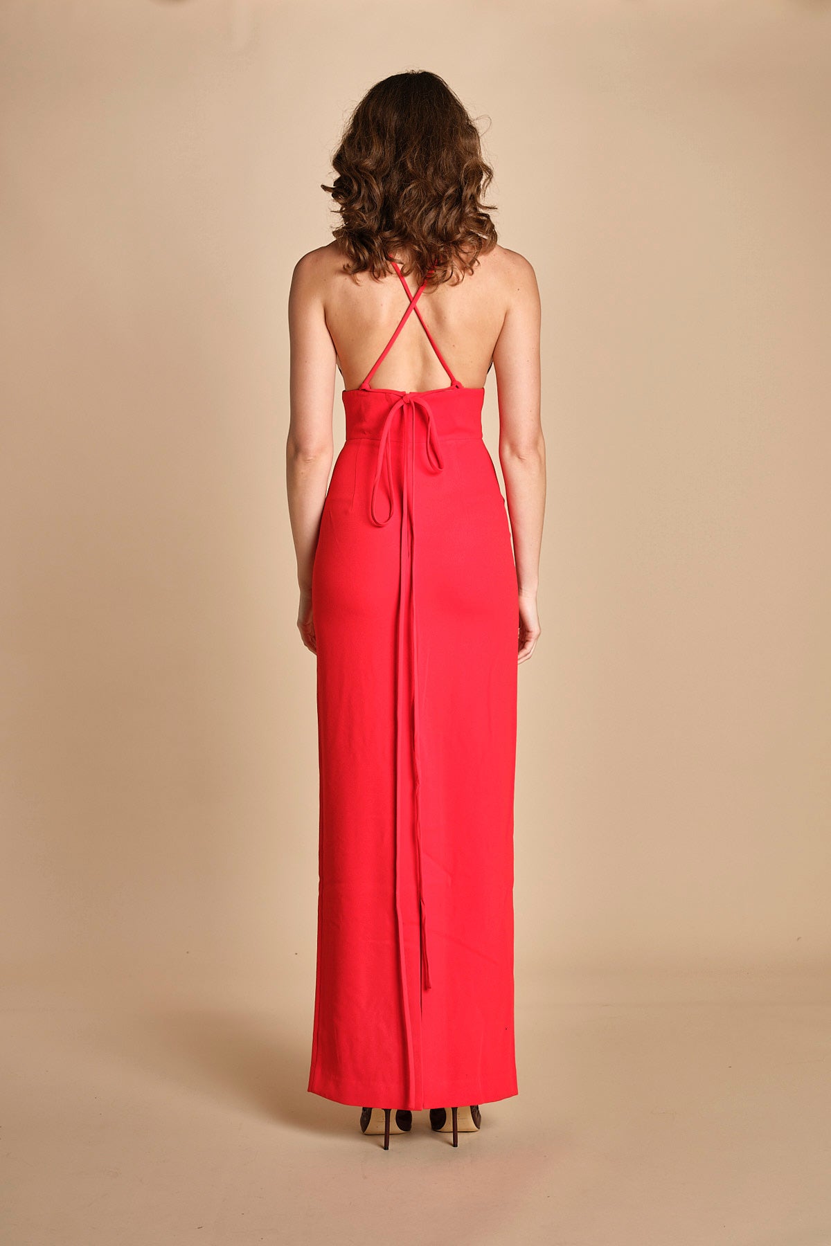 maxidress con spalline sottili incrociate MILLY RED solace 