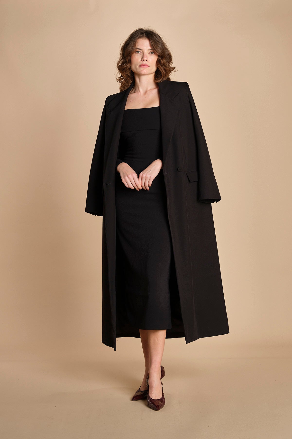 tubino manica lunga con spalle scoperte YUNI BLACK solace 