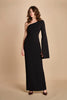maxidress monospalla con manica a campana