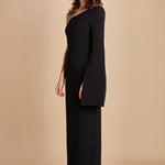 maxidress monospalla con manica a campana ALINA BLACK solace 
