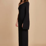 maxidress monospalla con manica a campana ALINA BLACK solace 
