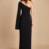 maxidress monospalla con manica a campana ALINA BLACK solace 