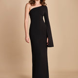 maxidress monospalla con manica a campana ALINA BLACK solace 
