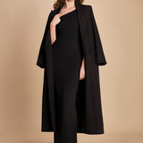maxidress monospalla con manica a campana ALINA BLACK solace 