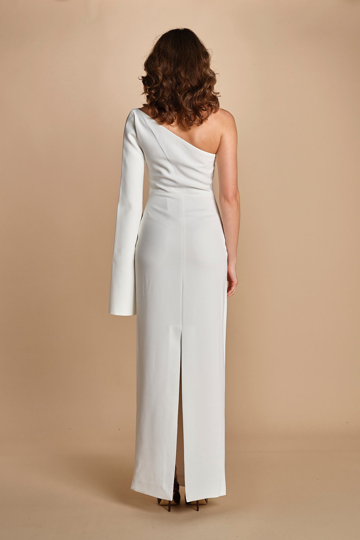 maxidress monospalla con manica a campana ALINA WHITE solace 