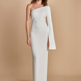 maxidress monospalla con manica a campana ALINA WHITE solace 