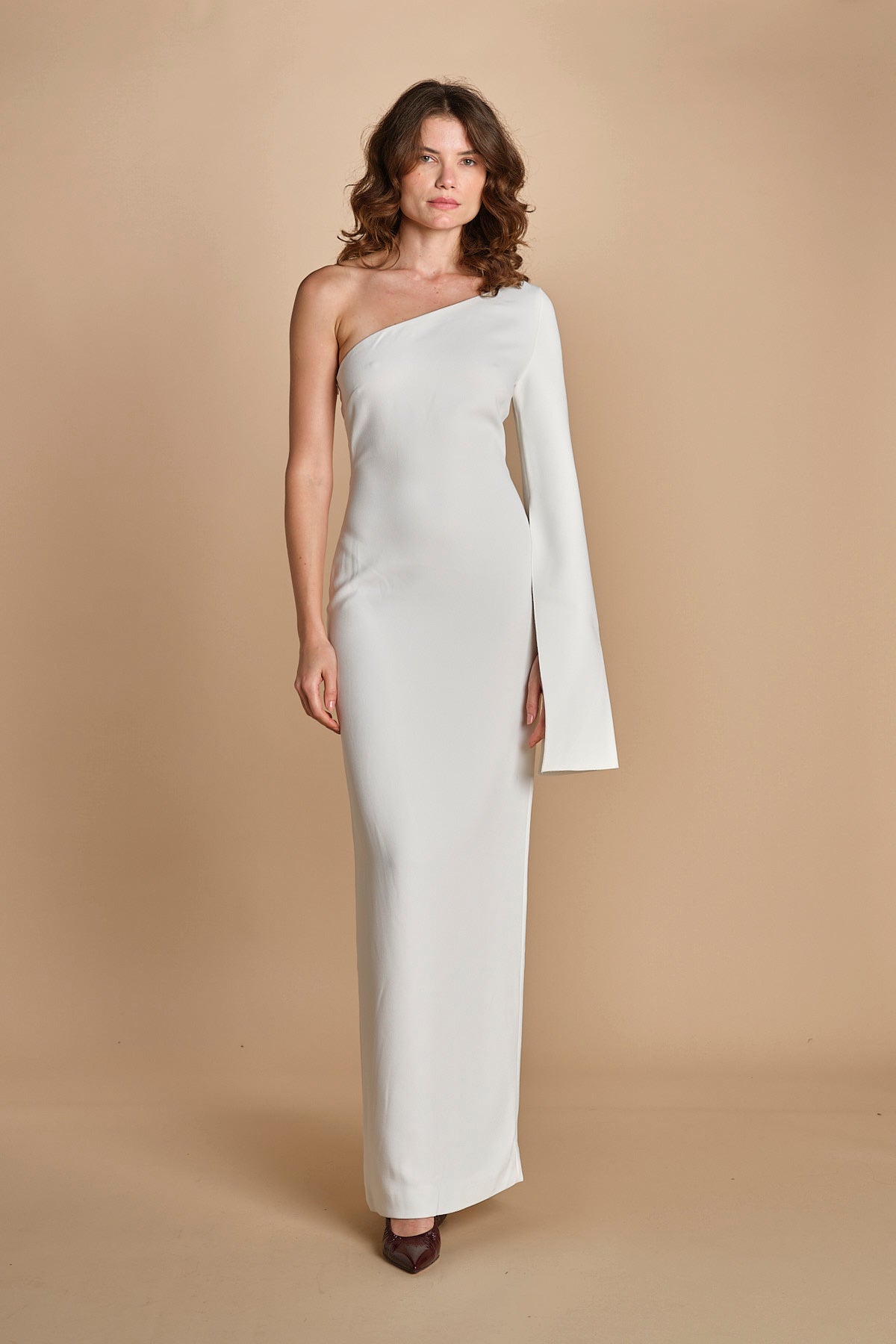 maxidress monospalla con manica a campana ALINA WHITE solace 