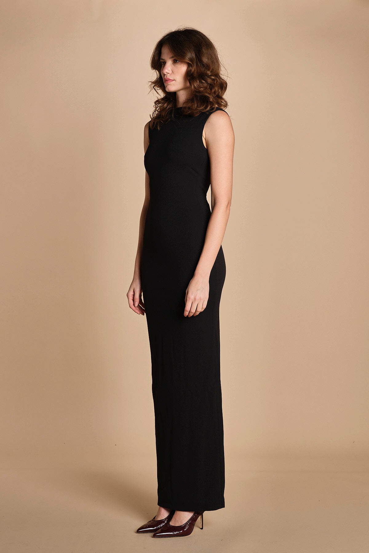 maxidress con scollo a barca e schiena nuda IMOGEN BLACK solace 
