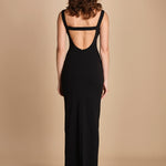 maxidress con scollo a barca e schiena nuda IMOGEN BLACK solace 
