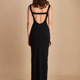 maxidress con scollo a barca e schiena nuda IMOGEN BLACK solace 