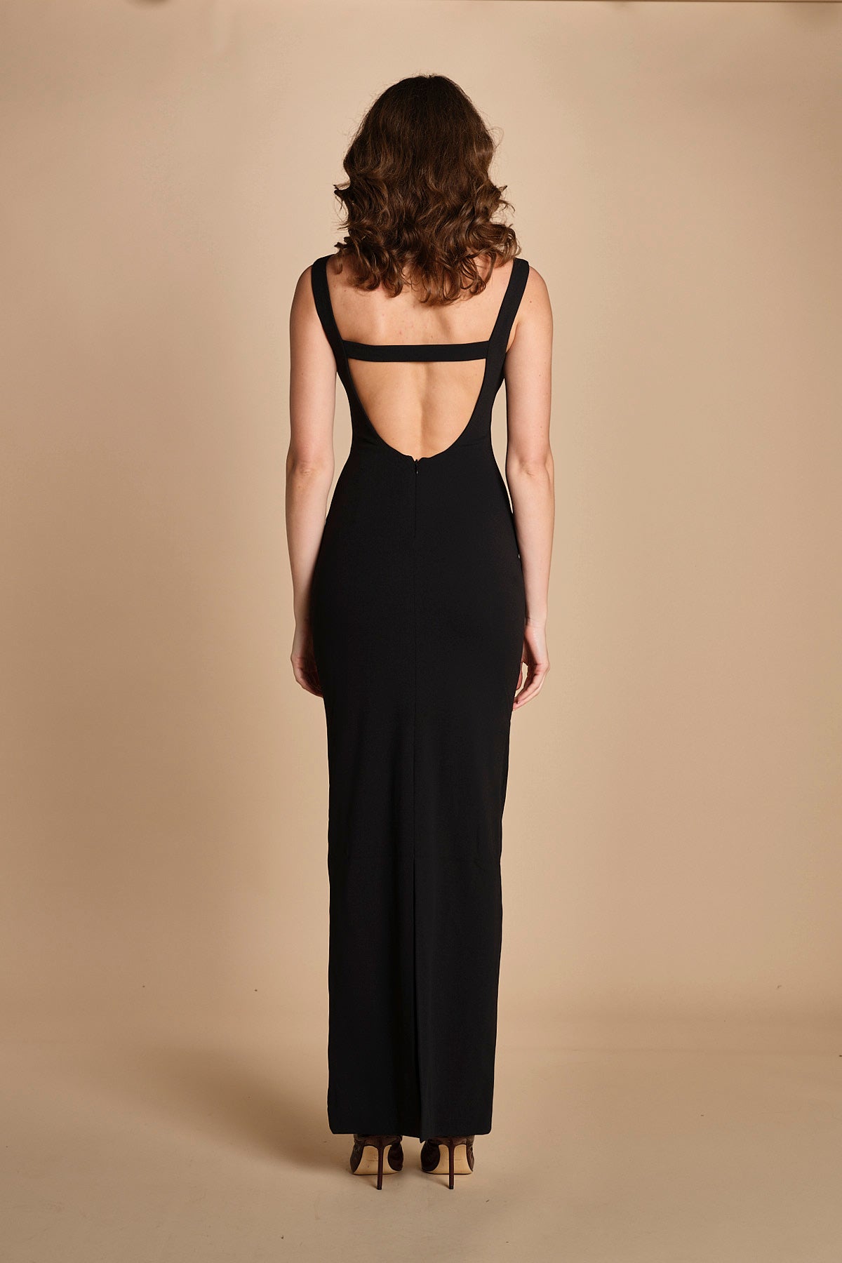 maxidress con scollo a barca e schiena nuda IMOGEN BLACK solace 